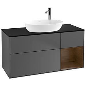 Villeroy and Boch Finion Villeroy and Boch Finion G952GNGK 120cm, cover plate black matt, Emotion, shelves Walnut Veneer , anthracite matt