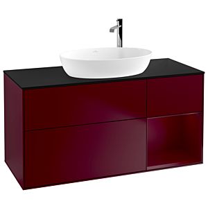 Villeroy et Boch Finion Villeroy et Boch G952HBHB 120cm, plaque de finition noir mat, Emotion, étagères Peony laqué mat, Peony Matt