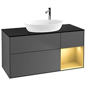 Villeroy et Boch Finion Villeroy et Boch G952HFGK 120cm, plaque de finition noir mat, Emotion, étagères laqué or mat, anthracite mat