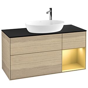 Villeroy and Boch Finion Villeroy and Boch Finion G952HFPC 120cm, cover plate black matt, Emotion, shelves gold matt lacquer, Oak Veneer