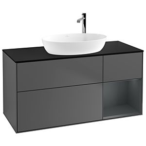 Villeroy et Boch Finion Villeroy et Boch G952HGGK 120cm, plaque de recouvrement noir mat, Emotion, étagères laqué mat Midnight, anthracite mat