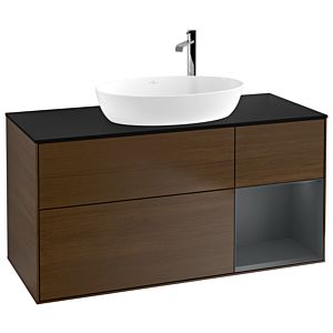 Villeroy et Boch Finion Villeroy et Boch G952HGGN 120cm, plaque de recouvrement noir mat, Emotion, étagères Laque mat minuit, placage noyer