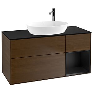 Villeroy and Boch Finion Villeroy and Boch Finion G952PDGN 120cm, cover plate black matt, Emotion, shelves black matt lacquer, walnut veneer