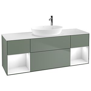 Villeroy and Boch Finion Villeroy and Boch Finion G981GFGM 160cm, cover plate white matt, Emotion, shelves Glossy white lacquer, Olive Matt Lacquer