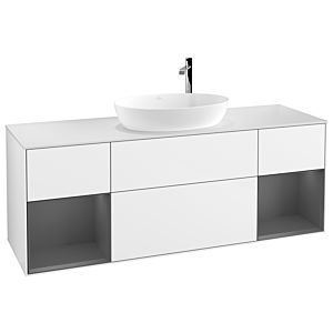 Villeroy and Boch Finion Villeroy and Boch Finion G981GKGF 160cm, cover plate white matt, Emotion, shelves anthracite matt lacquer, glossy white lacquer