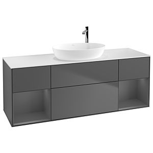 Villeroy et Boch Finion Villeroy et Boch G981GKGK 160cm, plaque de recouvrement blanc mat, Emotion, étagères laqué anthracite mat, anthracite mat