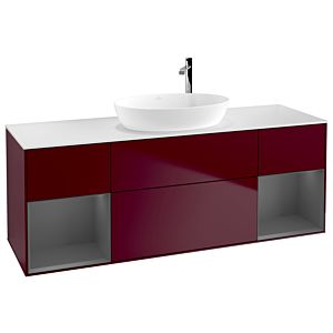 Villeroy und Boch Finion Waschtischunterschrank G981GKHB 160cm, Abdeckplatte white matt, Emotion, Regale Anthracite matt lacquer, Peony Matt