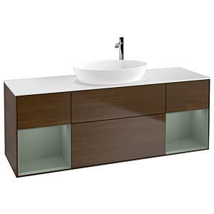 Villeroy and Boch Finion Villeroy and Boch Finion G981GMGN 160cm, cover plate white matt, Emotion, shelves olive matt lacquer, walnut veneer