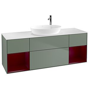 Villeroy und Boch Finion Waschtischunterschrank G981HBGM 160cm, Abdeckplatte white matt, Emotion, Regale Peony matt lacquer, Olive Matt Lacquer