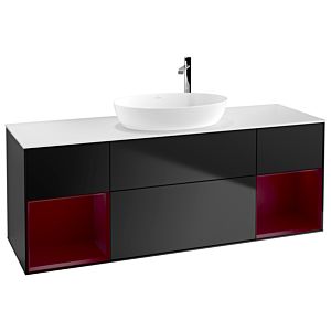 Villeroy und Boch Finion Waschtischunterschrank G981HBPD 160cm, Abdeckplatte white matt, Emotion, Regale Peony matt lacquer, Black matt lacquer