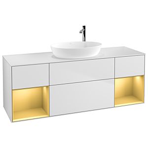 Villeroy and Boch Finion Villeroy and Boch Finion G981HFMT 160cm, cover plate white matt, Emotion, shelves gold matt lacquer, white matt lacquer