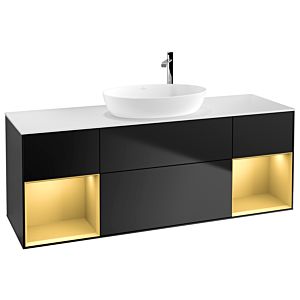 Villeroy and Boch Finion Villeroy and Boch Finion G981HFPD 160cm, cover plate white matt, Emotion, shelves gold matt lacquer, black matt lacquer