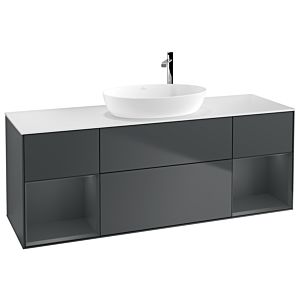 Villeroy et Boch Finion Villeroy et Boch G981HGHG 160cm, plaque de finition blanc mat, Emotion, étagères Midnight mat laqué, Midnight Blue Matt Lacquer