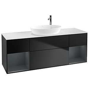Villeroy und Boch Finion Waschtischunterschrank G981HGPD 160cm, Abdeckplatte white matt, Emotion, Regale Midnight matt lacquer, Black matt lacquer