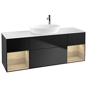 Villeroy et Boch Finion Villeroy et Boch G981PCPD 160cm, plaque de finition blanc mat, Emotion, étagères Oak Veneer , laqué noir mat