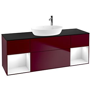 Villeroy and Boch Finion Villeroy and Boch Finion G982GFHB 160cm, cover plate black matt, Emotion, shelves Glossy white lacquer, Peony Matt