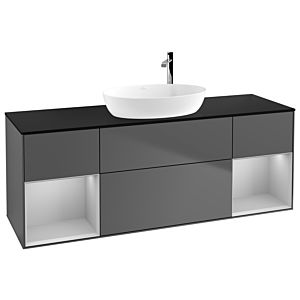 Villeroy and Boch Finion Villeroy and Boch Finion G982GJGK 160cm, cover plate black matt, Emotion, shelves light gray matt lacquer, anthracite matt