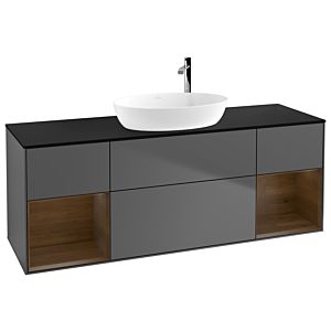 Villeroy et Boch Finion G982GNGK 160cm, plaque de recouvrement noir mat, emotion, étagères Walnut Veneer , anthracite mat