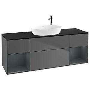 Villeroy et Boch Finion Villeroy et Boch G982HGGK 160cm, plaque de recouvrement noir mat, Emotion, étagères laqué mat Midnight, anthracite mat