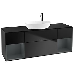 Villeroy und Boch Finion Waschtischunterschrank G982HGPD 160cm, Abdeckplatte black matt, Emotion, Regale Midnight matt lacquer, Black matt lacquer