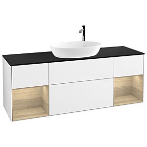 Villeroy and Boch Finion Villeroy and Boch Finion G982PCGF 160cm, cover plate black matt, Emotion, shelves Oak Veneer , glossy white lacquer