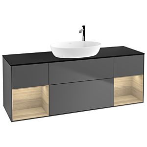 Villeroy and Boch Finion Villeroy and Boch Finion G982PCGK 160cm, cover plate black matt, Emotion, shelves Oak Veneer , anthracite matt