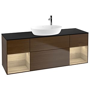 Villeroy et Boch Finion G982PCGN 160cm, plaque de recouvrement noir mat, emotion, étagères Oak Veneer , placage Oak Veneer