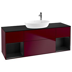 Villeroy et Boch Finion G982PDHB 160cm, plaque de recouvrement noire mate, Emotion, étagères Peony Matt noir mat, Peony Matt