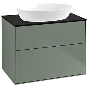 Villeroy et Boch Finion G99200GM 80x60.3cm, Emotion, plaque de recouvrement noir mat, Olive Matt Lacquer