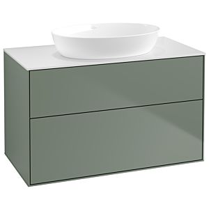 Villeroy et Boch Finion GA0100GM 100x60.3cm, Emotion, plaque de recouvrement blanc mat, Olive Matt Lacquer