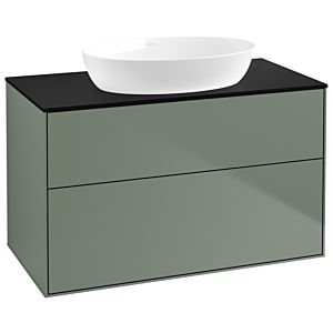 Villeroy et Boch Finion GA0200GM 100x60,3 cm, Emotion, plaque de recouvrement noir mat, Olive Matt Lacquer