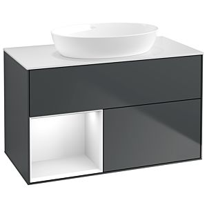 Villeroy und Boch Finion Waschtischunterschrank GA11GFHG 100cm, Abdeckplatte white matt, Emotion, Regale Glossy white lacquer, Midnight Blue Matt Lacquer