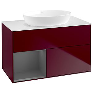 Villeroy und Boch Finion Waschtischunterschrank GA11GKHB 100cm, Abdeckplatte white matt, Emotion, Regale Anthracite matt lacquer, Peony Matt