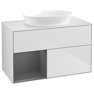 Villeroy and Boch Finion Villeroy and Boch Finion GA11GKMT 100cm, cover plate white matt, Emotion, shelves anthracite matt lacquer, white matt lacquer