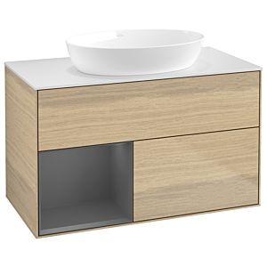 Villeroy and Boch Finion Villeroy and Boch Finion GA11GKPC 100cm, cover plate white matt, Emotion, shelves anthracite matt lacquer, Oak Veneer