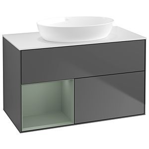 Villeroy and Boch Finion Villeroy and Boch Finion GA11GMGK 100cm, cover plate white matt, Emotion, shelves olive matt lacquer, anthracite matt