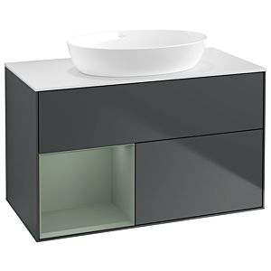 Villeroy and Boch Finion Villeroy and Boch Finion GA11GMHG 100cm, cover plate white matt, Emotion, shelves olive matt lacquer, midnight Blue Matt Lacquer