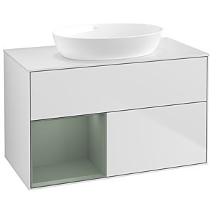 Villeroy and Boch Finion Villeroy and Boch Finion GA11GMMT 100cm, cover plate white matt, Emotion, shelves olive matt lacquer, white matt lacquer