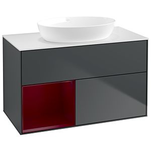 Villeroy und Boch Finion Waschtischunterschrank GA11HBHG 100cm, Abdeckplatte white matt, Emotion, Regale Peony matt lacquer, Midnight Blue Matt Lacquer