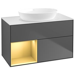 Villeroy and Boch Finion Villeroy and Boch Finion GA11HFGK 100cm, cover plate white matt, Emotion, shelves gold matt lacquer, anthracite matt