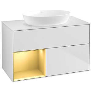 Villeroy and Boch Finion Villeroy and Boch Finion GA11HFMT 100cm, cover plate white matt, Emotion, shelves gold matt lacquer, white matt lacquer