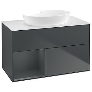 Villeroy und Boch Finion Waschtischunterschrank GA11HGHG 100cm, Abdeckplatte white matt, Emotion, Regale Midnight matt lacquer, Midnight Blue Matt Lacquer