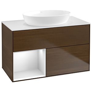 Villeroy and Boch Finion Villeroy and Boch Finion GA11MTGN 100cm, cover plate white matt, Emotion, shelves white matt lacquer, walnut veneer