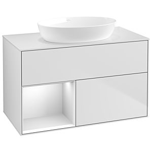 Villeroy et Boch Finion Villeroy et Boch GA11MTMT 100cm, plaque de recouvrement blanc mat, Emotion, étagères laqué blanc mat, laqué blanc mat