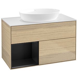 Villeroy and Boch Finion Villeroy and Boch Finion GA11PDPC 100cm, cover plate white matt, Emotion, shelves black matt lacquer, Oak Veneer