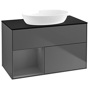 Villeroy and Boch Finion Villeroy and Boch Finion GA12GKGK 100cm, cover plate black matt, Emotion, shelves anthracite matt lacquer, anthracite matt