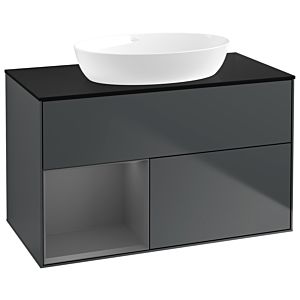 Villeroy and Boch Finion Villeroy and Boch Finion GA12GKHG 100cm, cover plate black matt, Emotion, shelves anthracite matt lacquer, midnight Blue Matt Lacquer