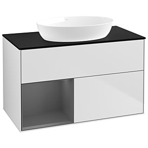 Villeroy and Boch Finion Villeroy and Boch Finion GA12GKMT 100cm, cover plate black matt, Emotion, shelves anthracite matt lacquer, white matt lacquer