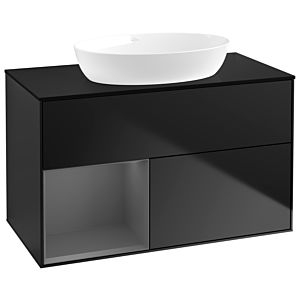 Villeroy and Boch Finion Villeroy and Boch Finion GA12GKPD 100cm, cover plate black matt, Emotion, shelves anthracite matt lacquer, black matt lacquer