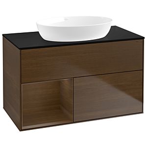 Villeroy and Boch Finion Villeroy and Boch Finion GA12GNGN 100cm, cover plate black matt, Emotion, shelves Walnut Veneer , Walnut Veneer veneer